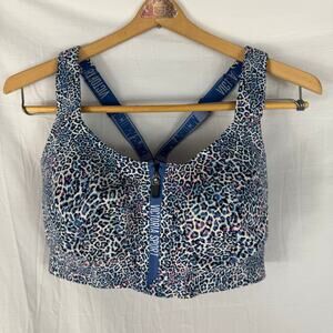 Victoria's Secret Knockout High Impact Front Close Sport Bra 38DDD Leopard Print
